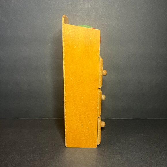 Vintage Hangable Wooden 3 Drawer Sewing Organizer w/ Pincushion Florida Souvenir - Picture 8 of 9